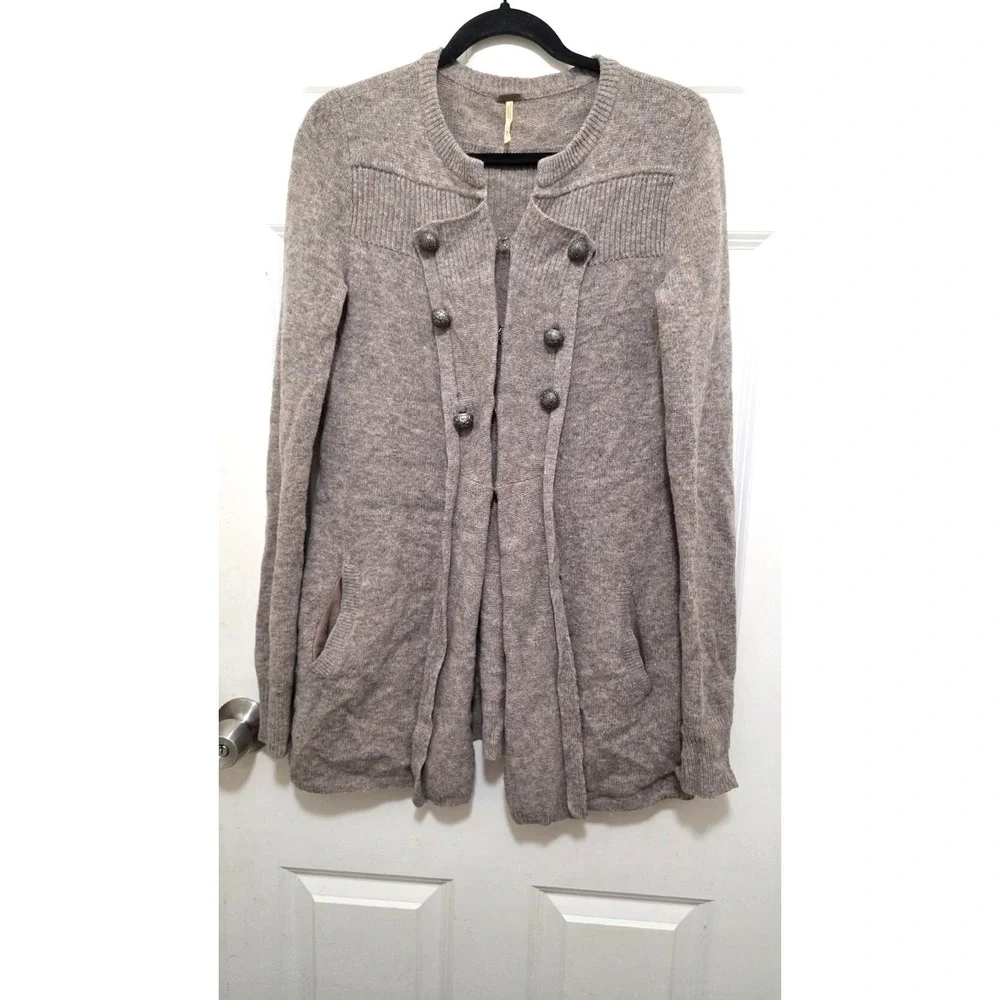 Free People 100% Wool Military Moment Cardigan Warm Breathable Winter‎ Outdoor